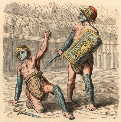 Oud Rome: Gladiatorengevechten in amfitheater door Heinrich Leutemann