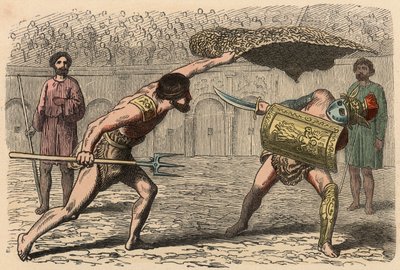 Oud Rome: Gladiatorengevechten in amfitheater door Heinrich Leutemann