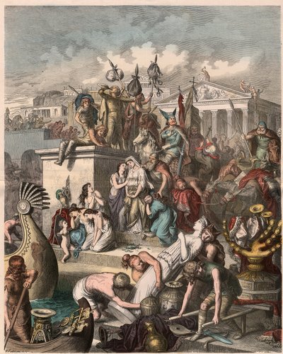 Oud Rome: Plundering van Rome door de Vandalen, op 2 juni 455, 1866 door Heinrich Leutemann