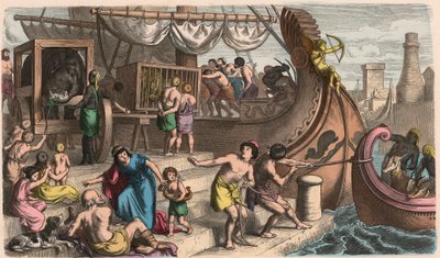 Oud Rome: Zeereis, Wilde dieren worden vervoerd voor het circus door Heinrich Leutemann