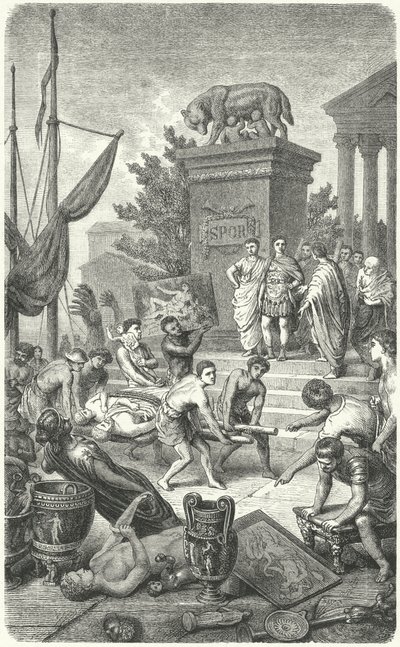 Aankomst van oude Griekse kunstwerken naar Rome gebracht door Heinrich Leutemann
