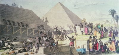 Bouw van de Piramides door Heinrich Leutemann