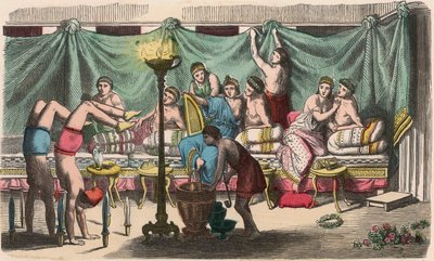 Griekenland ten tijde van de Republieken: Banket en gymnastiek door Heinrich Leutemann