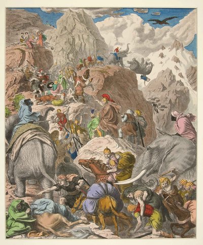 Hannibal steekt de Alpen over, uitgegeven 1866 door Heinrich Leutemann