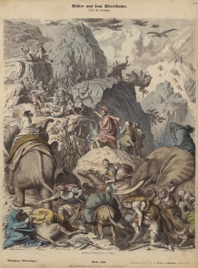Hannibal leidt het Carthaagse leger over de Alpen door Heinrich Leutemann