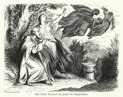Oedipus en Antigone in het bos van de Eumeniden door Heinrich Leutemann