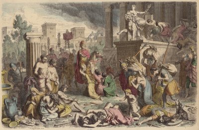 Romeinse soldaten plunderen een veroverde stad door Heinrich Leutemann