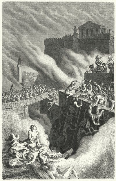 Bestorming van de Byrsa en de vernietiging van Carthago door Heinrich Leutemann
