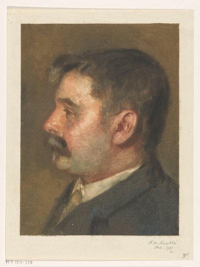 Portret van een onbekende man door Heinrich M. Krabbé (signed by artist)
