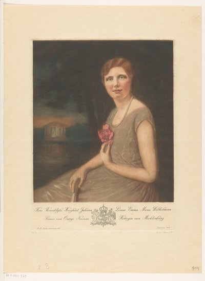 Portret van prinses Juliana door Heinrich M. Krabbé (signed by artist)