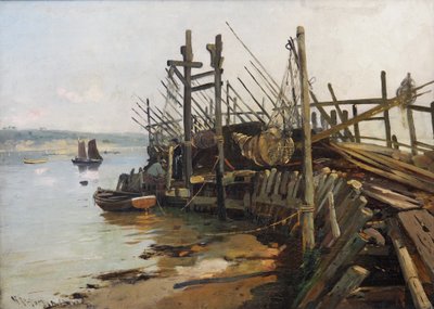 Aanlegsteiger bij Flensburg Fjord door Heinrich Petersen Angeln