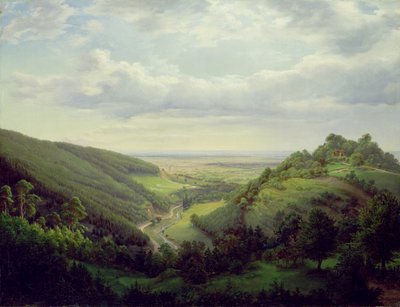 Uitzicht vanaf het Heilenberg Kasteel bij Jugenheim aan de Rijn, 1846 door Heinrich Schilbach