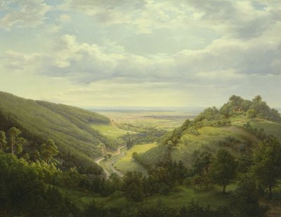 Uitzicht op Heilige Berg en de Bergpas, 1846 door Heinrich Schilbach