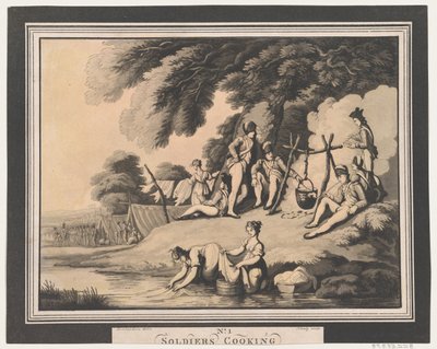 Soldaten koken, 1 april 1798 door Heinrich Schutz