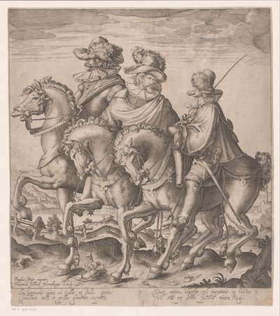 Duitse, Franse en Italiaanse man te paard door Heinrich Ulrich