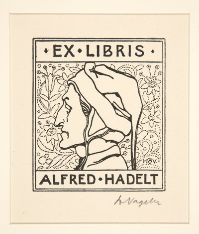 Boekplaat: Alfred Hadelt door Heinrich Vogeler