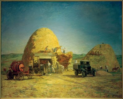 Oogst in Kabardino-Balkarië door Heinrich Vogeler