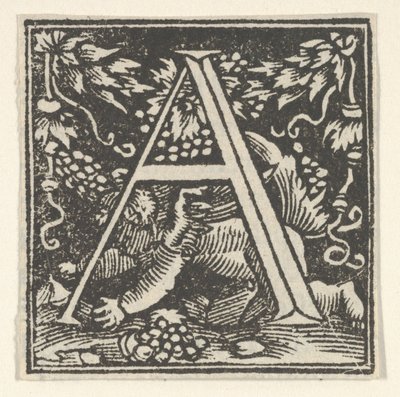 Initiaal letter A met putto door Heinrich Vogtherr
