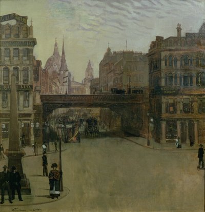 Ludgate Hill, 1884 door Heinrich Wilhelm Truebner