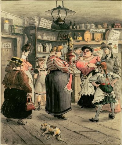 Vrouwen in de kroeg door Heinrich Zille