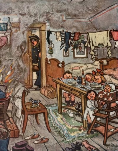 Heerlijk, kinderen! Jullie mogen toch niet alleen gelaten worden! door Heinrich Zille