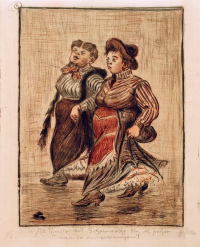 Twee straatmeisjes door Heinrich Zille
