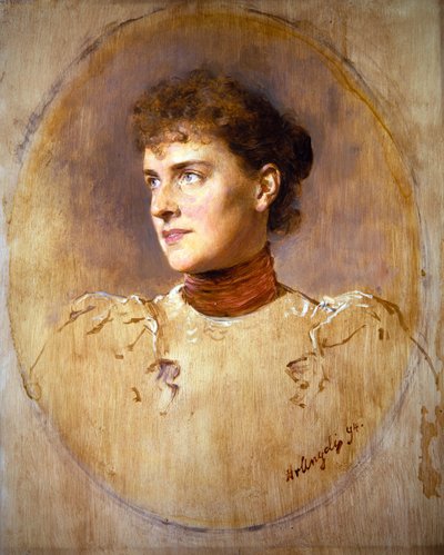 Portret van een jonge vrouw door Heinrich von Angeli