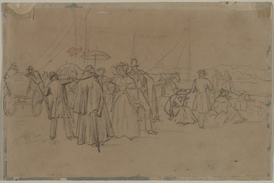 Passagiers voor Rijnstoomboot (recto) door Heinrich von Mayr