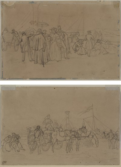 Passagiers voor Rijnstoomboot (recto) door Heinrich von Mayr