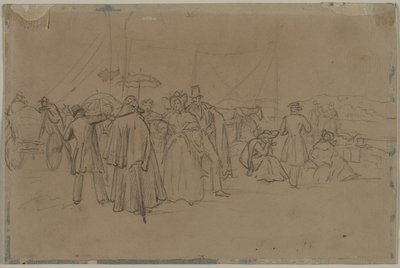 Passagiers voor Rijnstoomboot recto door Heinrich von Mayr