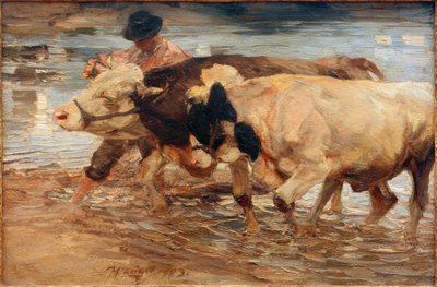 Knecht met Koe en Os door Heinrich von Zügel