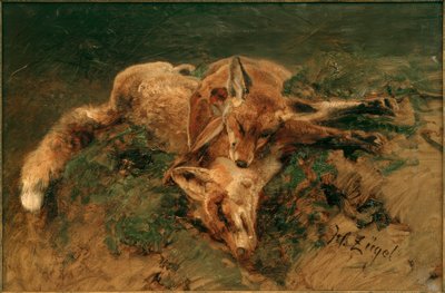 Twee vossen door Heinrich von Zügel