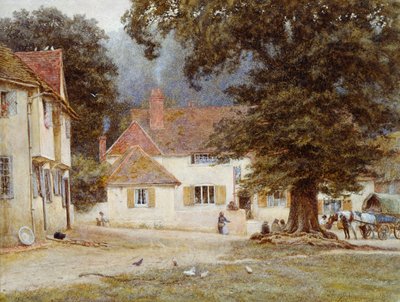 Een Kar bij een Dorpsherberg door Helen Allingham