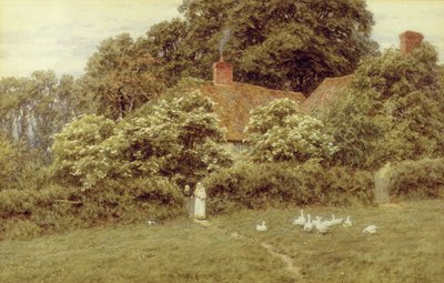Een cottage in Farringford, Isle of Wight door Helen Allingham