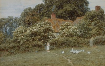 Een huisje in Farringford, Isle of Wight door Helen Allingham