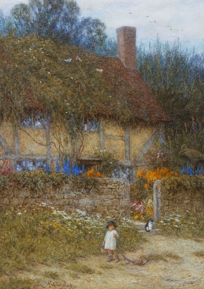 Een cottage bij Godalming, Surrey door Helen Allingham