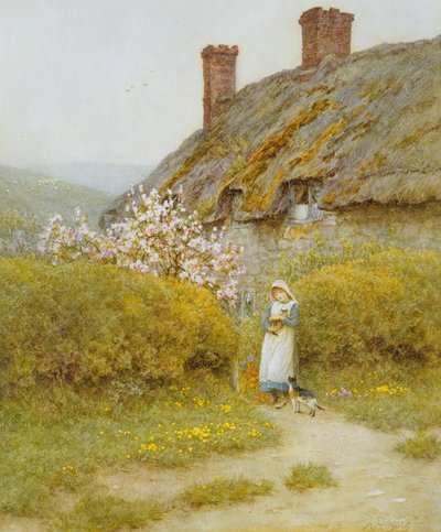 Een huisje in Dorset door Helen Allingham