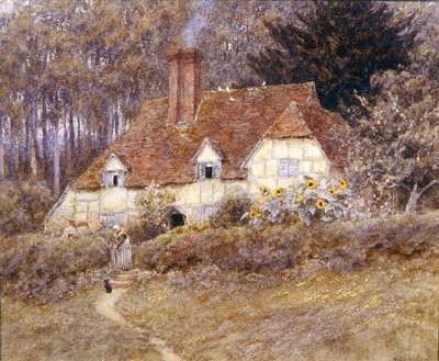 Een huisje in Surrey door Helen Allingham