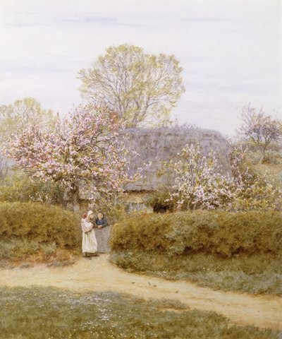 Op School Green, Isle of Wight door Helen Allingham