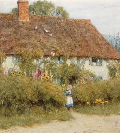 Cottage in West Horsley, Surrey door Helen Allingham