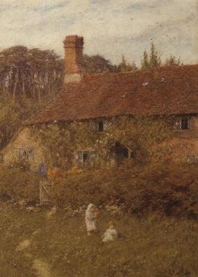 Cottage in Witley door Helen Allingham