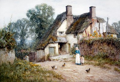 Huisje bij Paignton, Devon door Helen Allingham