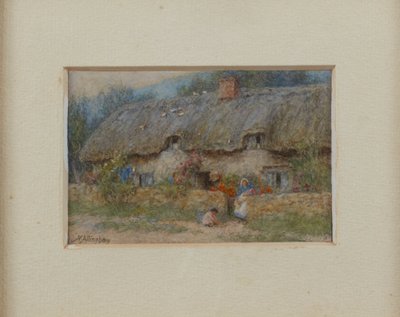 Grijs Rieten Huisje door Helen Allingham