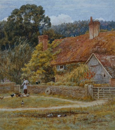 Netley Farm, Shere, Surrey door Helen Allingham