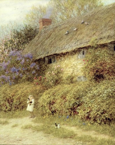Oud huisje in Freshwater, Isle of Wight door Helen Allingham