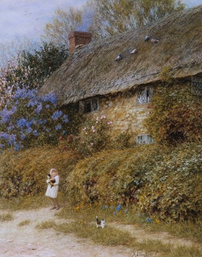 Oud huisje in Freshwater, Isle of Wight door Helen Allingham