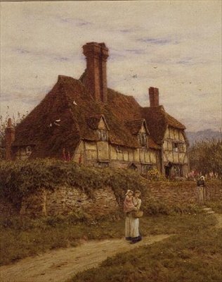 Oude Surrey Cottage door Helen Allingham
