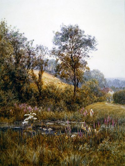 Bloemen plukken bij de Vijver door Helen Allingham