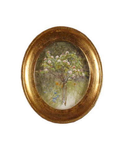 Rozenstruik en irissen door Helen Allingham