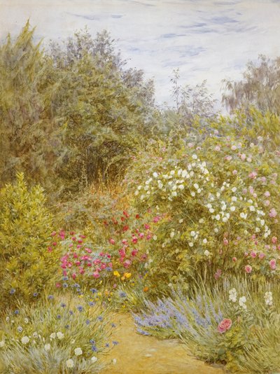 Rozen in een tuin in Surrey door Helen Allingham